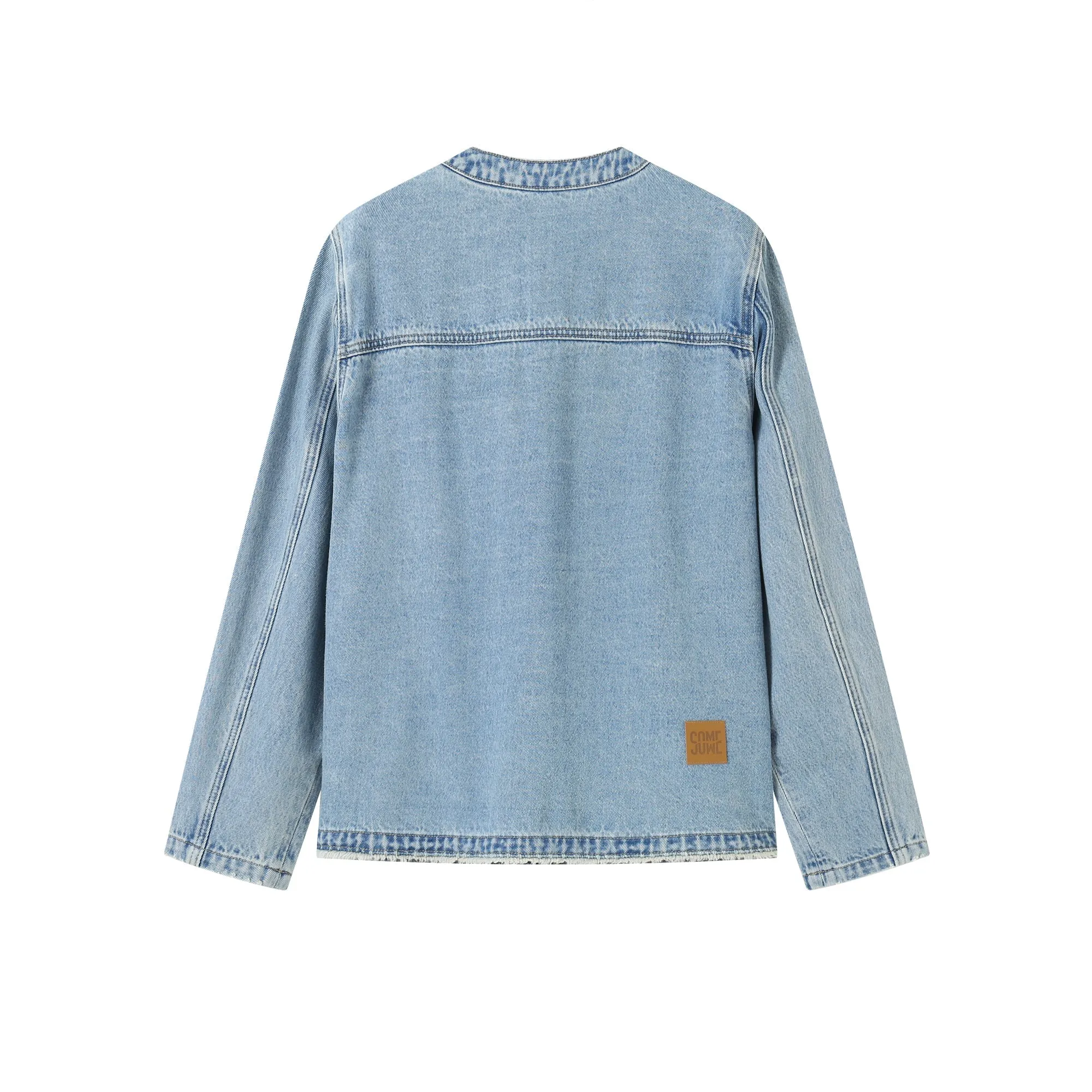 Lace Denim Jacket In Blue