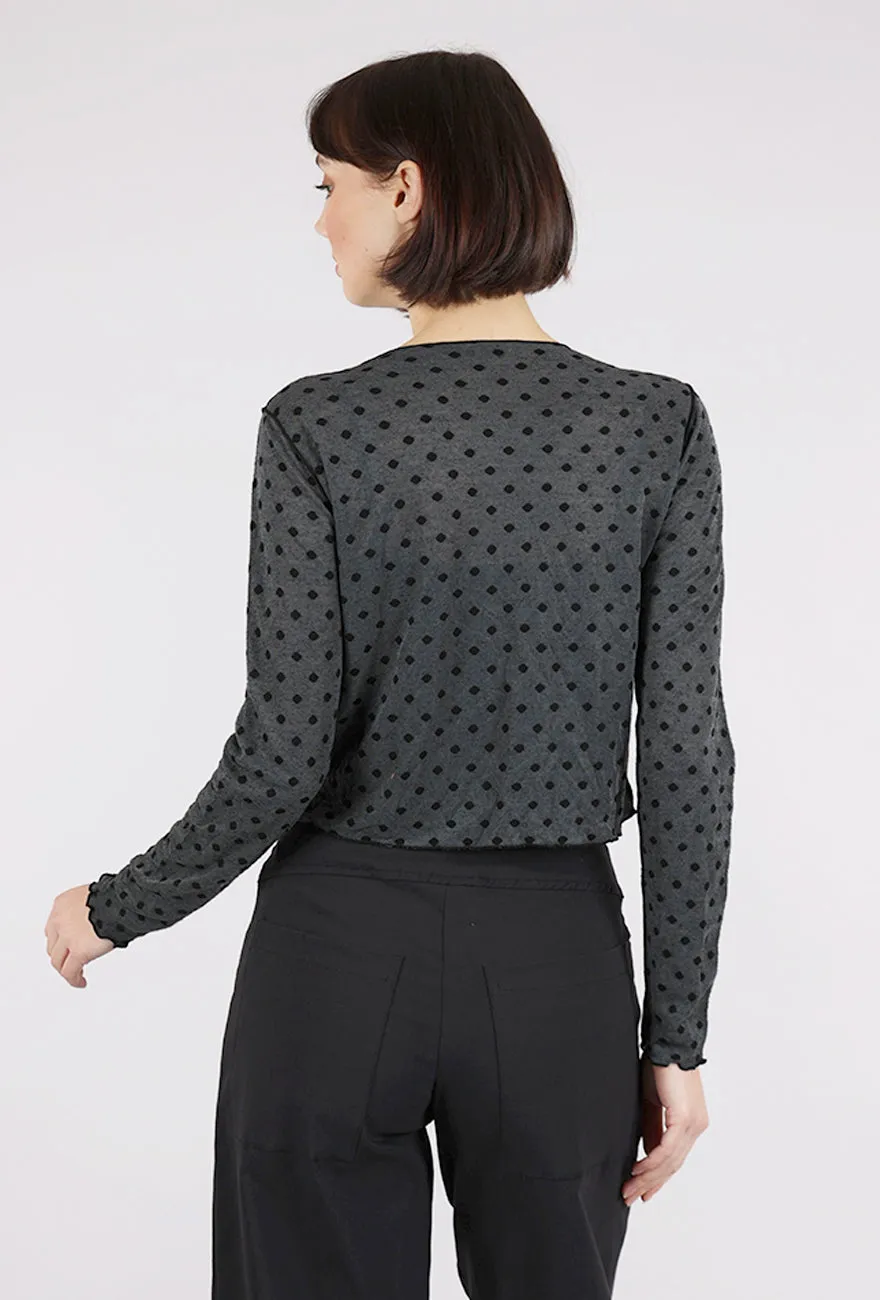 Mesh Dot Cropped Cardie, Black