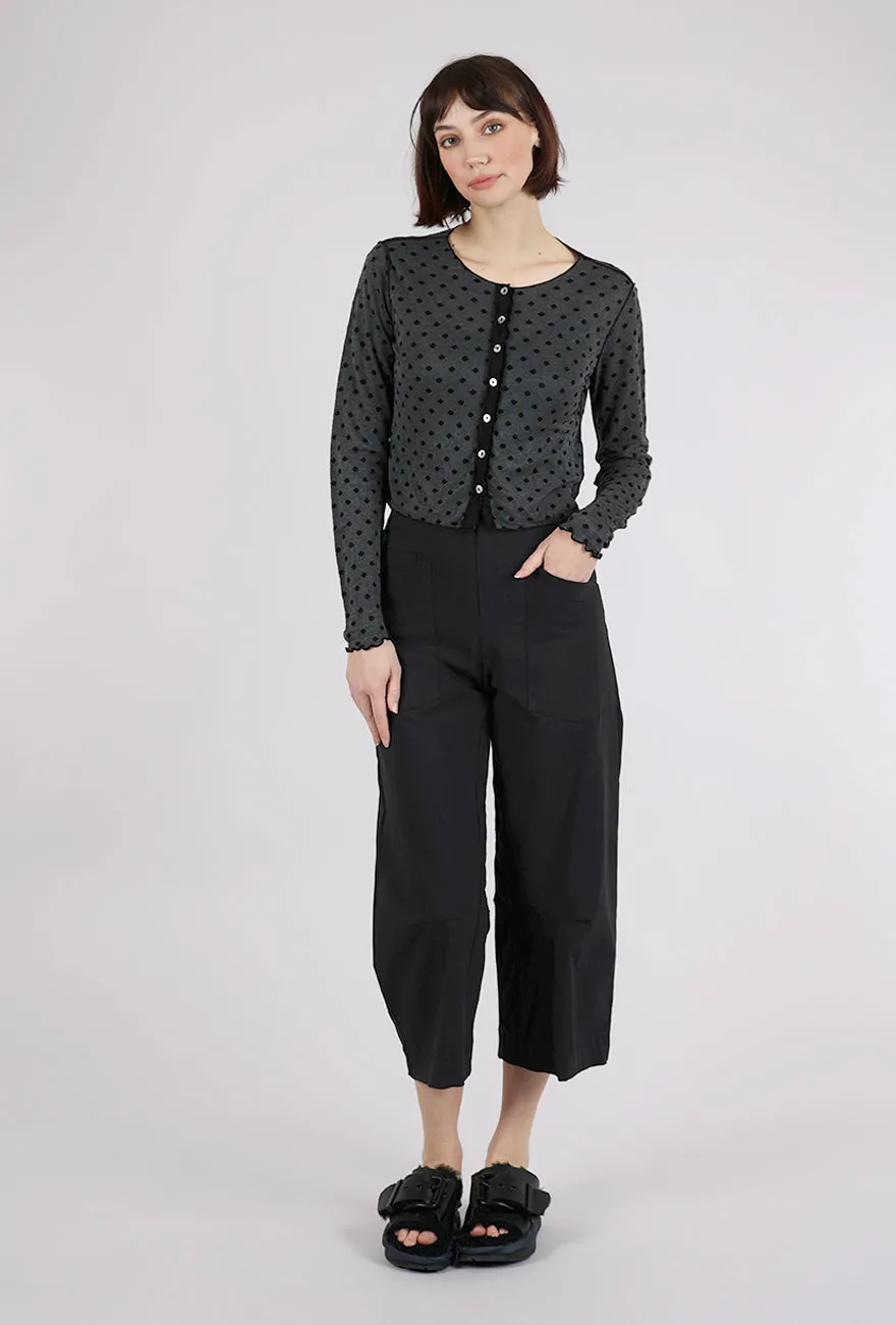 Mesh Dot Cropped Cardie, Black